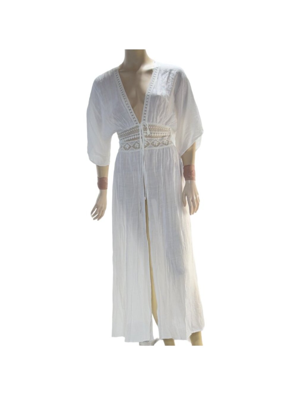Blue Rain White Crochet Maxi Kimono Cardigan XS Francescas - Picture 11 of 11